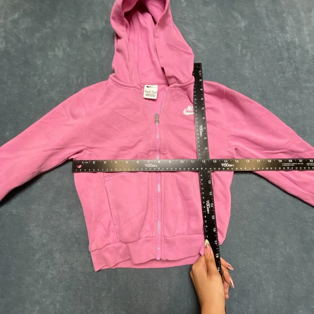 Nike Sportswear Hoodie Girls 6X Pink Fleece Lined Logo Long Sleeve Full Zip
